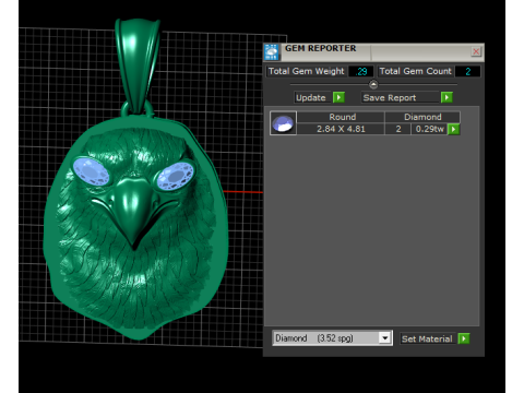 Modello stampabile 3D con ciondolo faccia di pollo dorato Modello di stampa 3D
