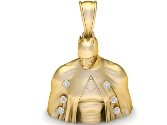 Modello stampabile in 3D con ciondolo Batman dorato Modello di stampa 3D .c4d .max .obj .3ds .fbx .stl .blend