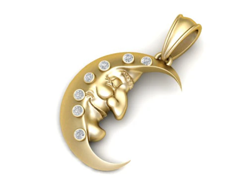 Golden Moon Pendant 3D Printable Model 3D Print Model