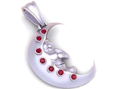 Golden Moon Pendant 3D Printable Model 3D Print Model