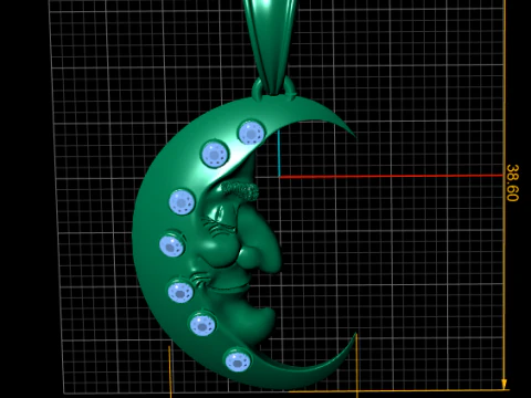 Golden Moon Pendant 3D Printable Model 3D Print Model