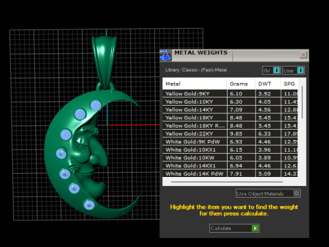 Gouden maan hanger 3D printbaar model 3D printmodel