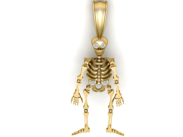 Golden Skeleton Pendant 3D Printable Model 3D Print Model .c4d .max .obj .3ds .fbx .stl .blend 