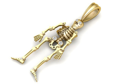 Gouden skelet hanger 3D printbaar model 3D printmodel