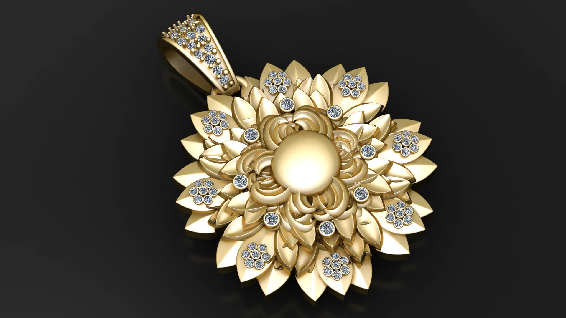 Sunflower Pendant 3D Printable Model 3D Print Model .c4d .max .obj .3ds .fbx .stl .blend 