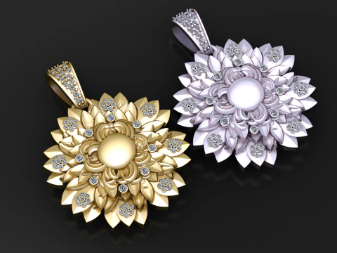Sunflower Pendant 3D Printable Model 3D Print Model