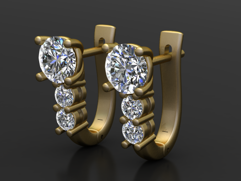 Triple Diamond Drop Hoop Earring 3D-afdrukbaar model 3D printmodel