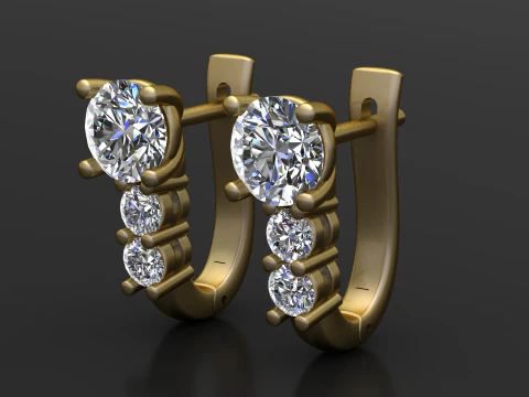 Triple Diamond Drop Hoop Earring 3D-afdrukbaar model 3D printmodel
