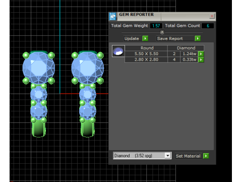 Triple Diamond Drop Hoop Earring 3D Printable Model 3D Print Model