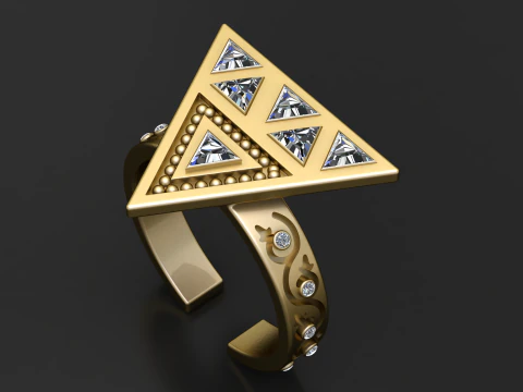 Model Cetak 3D Cincin Bentuk Segitiga Model Cetak 3D
