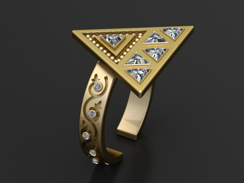 Model Cetak 3D Cincin Bentuk Segitiga Model Cetak 3D