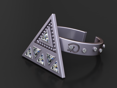 Model Cetak 3D Cincin Bentuk Segitiga Model Cetak 3D