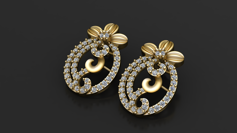 Floraler Diamant-Eleganz-Ohrring, 3D-druckbares Modell 3D Druckmodell .c4d .max .obj .3ds .fbx .stl .blend 