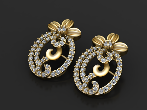 Bloemen diamant elegantie oorbel 3D printbaar model 3D printmodel