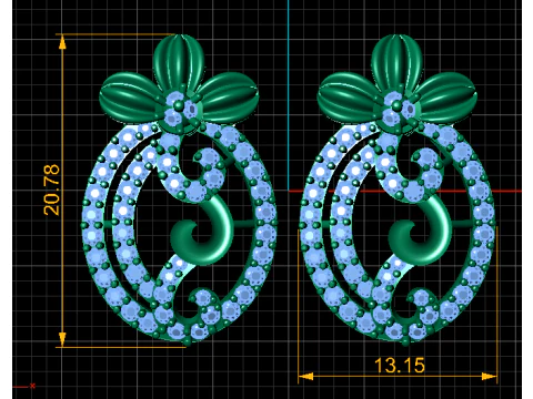 Floral Diamond Elegance Earring 3D Printable Model 3D Print Model