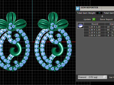 Floraler Diamant-Eleganz-Ohrring, 3D-druckbares Modell 3D Druckmodell