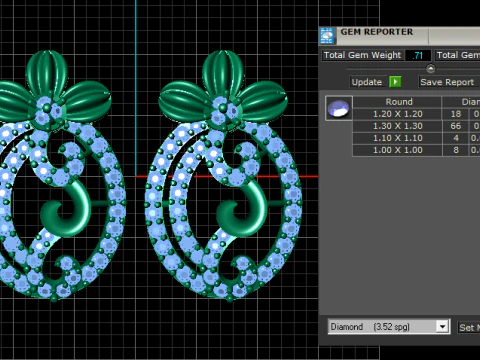 Floral Diamond Elegance Earring 3D Printable Model 3D Print Model