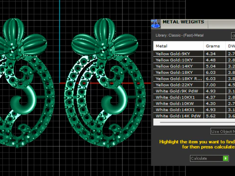 Floral Diamond Elegance Earring 3D Printable Model 3D Print Model