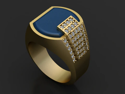 Modern Blue Gemstone Ring 3D Printable Model 3D Print Model