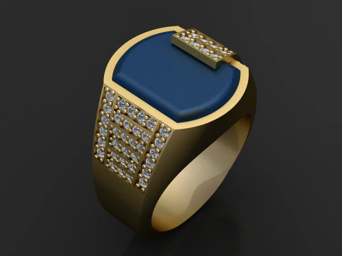 Modern Blue Gemstone Ring 3D Printable Model 3D Print Model