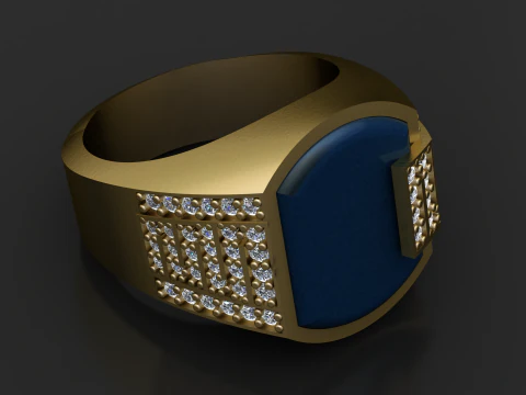 Modern Blue Gemstone Ring 3D Printable Model 3D Print Model