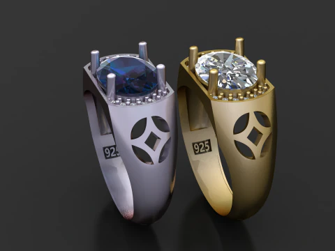 Blue Topaz Men Ring 3D Printable Model 3D Print Model