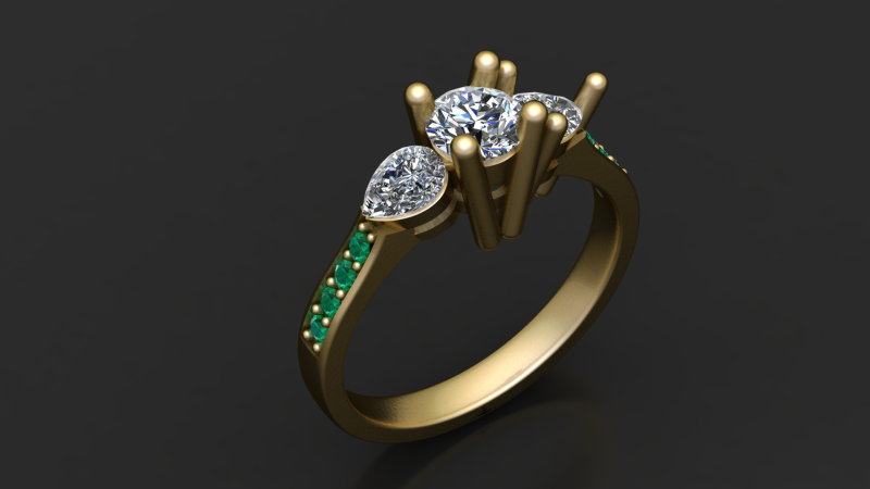 Accent diamanten ring 3D afdrukbaar model 3D printmodel .c4d .max .obj .3ds .fbx .stl .blend
