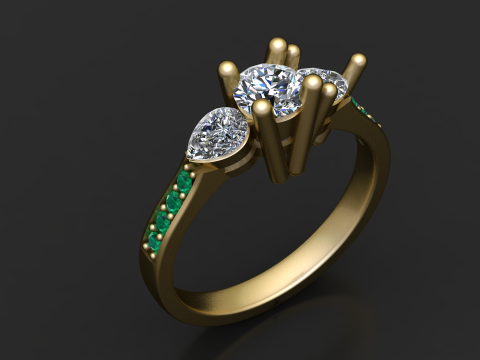 Accent diamanten ring 3D afdrukbaar model 3D printmodel