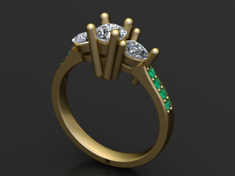 Accent diamanten ring 3D afdrukbaar model 3D printmodel