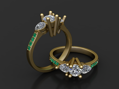 Accent diamanten ring 3D afdrukbaar model 3D printmodel