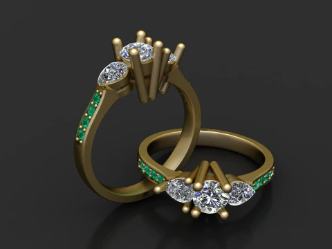 Accent Diamond Ring 3D Printable Model 3D Print Model