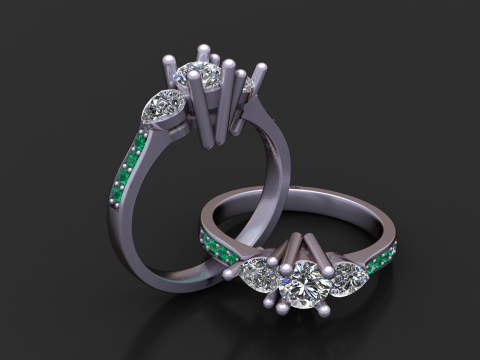 Accent diamanten ring 3D afdrukbaar model 3D printmodel