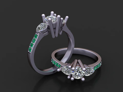 Accent Diamond Ring 3D Printable Model 3D Print Model