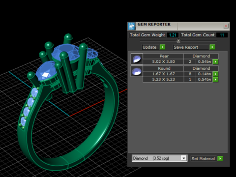 Accent diamanten ring 3D afdrukbaar model 3D printmodel