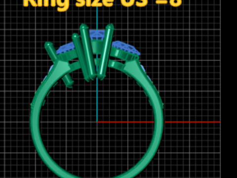 Accent diamanten ring 3D afdrukbaar model 3D printmodel