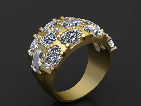 Multi Stone Gold Ring 3D Printable Model 3D Print Model
