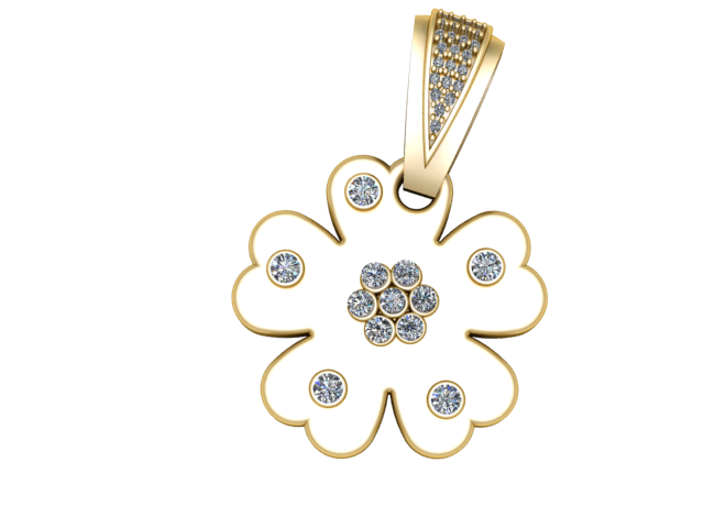 Diamond Flower Pendant 3D Printable Model 3D Print Model .c4d .max .obj .3ds .fbx .stl .blend