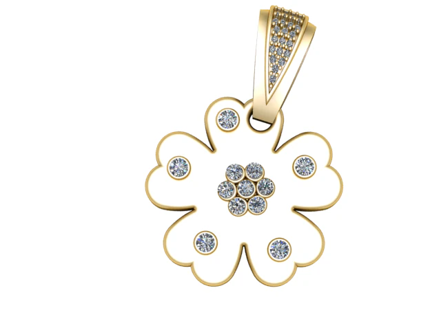 Diamond Flower Pendant 3D Printable Model 3D Print Model .c4d .max .obj .3ds .fbx .stl .blend