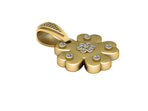 Diamond Flower Pendant 3D Printable Model 3D Print Model