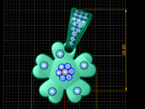 Diamond Flower Pendant 3D Printable Model 3D Print Model