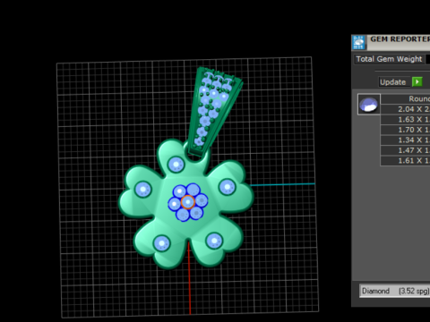Diamond Flower Pendant 3D Printable Model 3D Print Model