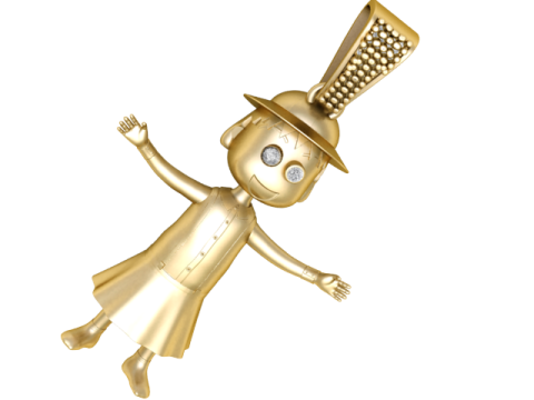 黄金の少女像ペンダント 3D 印刷可能モード 3Dプリントモデル