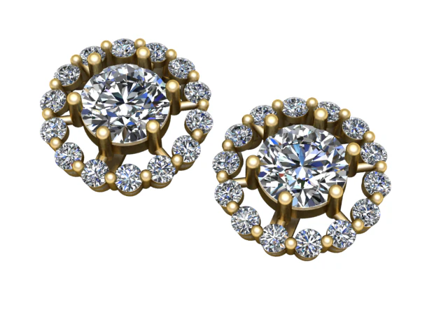 Diamond Earrings 3D Printable Model 3D Print Model .c4d .max .obj .3ds .fbx .stl .blend
