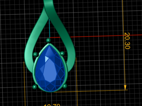 Modèle imprimable en 3D de pendentif diamant en forme de poire Modèles 3D en vedette