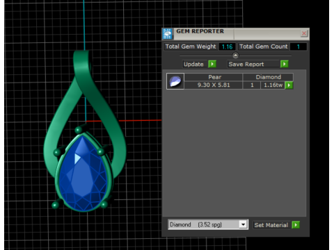 Modèle imprimable en 3D de pendentif diamant en forme de poire Modèles 3D en vedette