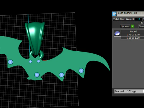 Golden Bat Pendant 3D Printable Model 3D Print Model