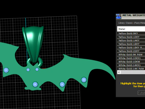 Golden Bat Pendant 3D Printable Model 3D Print Model