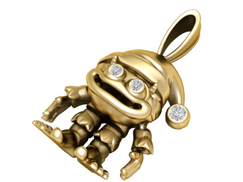 Pendentif monstre elfe dor&eacute; mod&egrave;le imprimable en 3D Modèles 3D en vedette