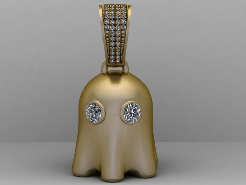 Modello stampabile 3D con ciondolo fantasma dorato Modello di stampa 3D