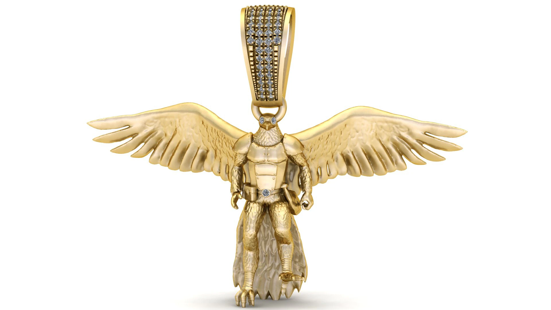 Golden Winged Warrior Pendant 3D Printable Model 3D Print Model .c4d .max .obj .3ds .fbx .stl .blend 